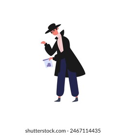conjunto de poses de detective en traje negro