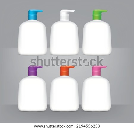 Set of detergent plastic bottles with chemical cleaning product isolated on white background.illustration vector