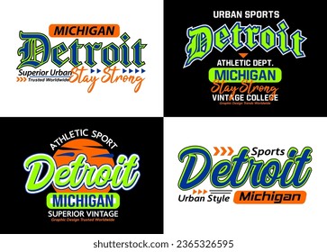 Set Detroit urban style typeface collection, typography for t-shirt, posters, labels, etc.