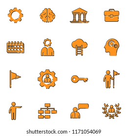 Set of development and advancement outline vector icons.