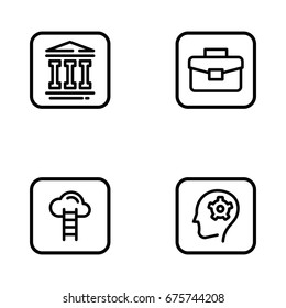 Set of development and advancement outline vector icons.