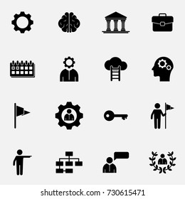 Set of development and advancement vector icons.