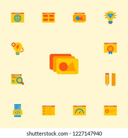 Set of development icons flat style symbols with design tool, brilliant idea, best quality website and other icons for your web mobile app logo design.