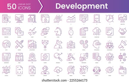 Set of development icons. Gradient style icon bundle. Vector Illustration