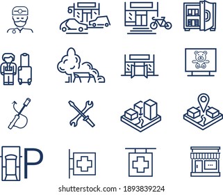 set of development icons: parks, city, advertising