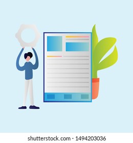 Set of Development Illustration for development, mobile, shop and marketing. Modern flat design concept. Web page design for website and mobile website. Flat vector illustration. Easy edit. Vector.