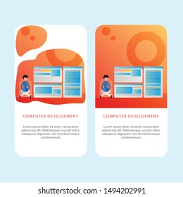 Set of Development Mobile pages template for development, mobile, shop and marketing. Modern flat design concept. Web page design for website and mobile website. Flat vector illustration. Easy edit.