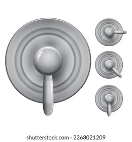 Set of Device for Hot and Cold Water on White Backdrop