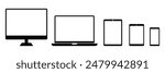 Set of Device icon collection. Smartphone, tablet, laptop and desktop computer symbol. vector Illustration.