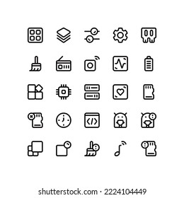 Set of device system Outline Icon, Logo, and illustration Vector