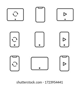 Set device of  the tablet, phone Related Line Icons. Editable Stroke, line icon. Collection of high quality the tablet , device phone icons. Set device of  the tablet. Illustration mobile vector