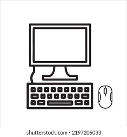 set Device and technology line art. Perangkat electronics include Gadget, Komputer, Peralatan dan electronic. Monitor komputer, smartphone, tablet. vector