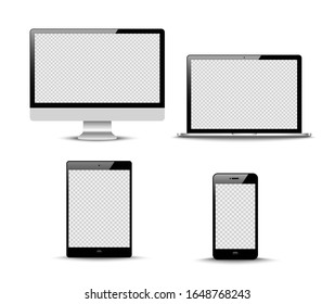 Set devices with empty display. Vector illustration