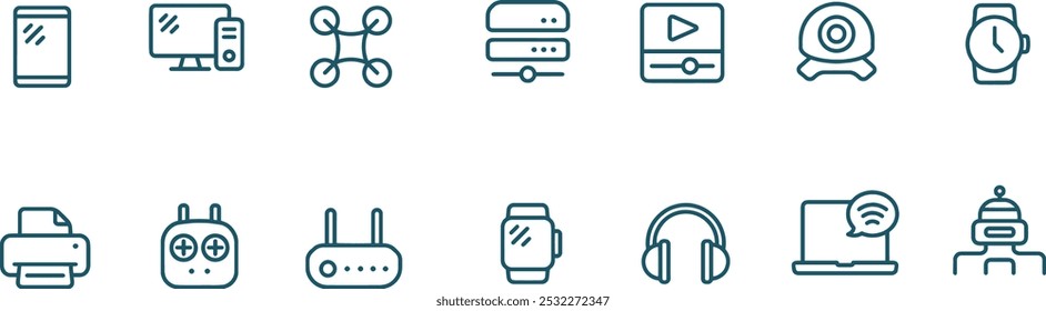 set of devices icon vector line design 