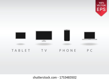 set of devices tablet tv phone pc vector