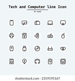 Set of devices vector icons. Collection ui icons with squircle shape. Web Page, Mobile App, UI, UX design.