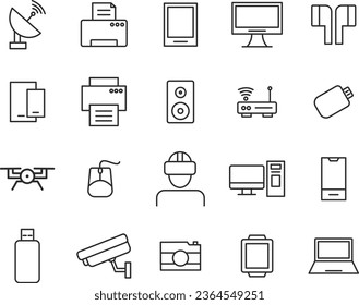 Set of devices web icons Editable vector stroke