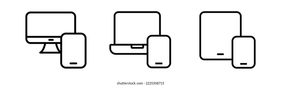 Set of devices web icons. Vector illustration
