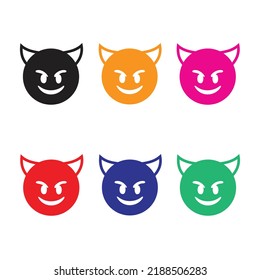 Set of devil emojis. Simple devil icon. Simple thin line, outline vector of emoji icons for ui and ux, website or mobile application