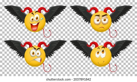 Set of devil emoticon with facial expression illustration