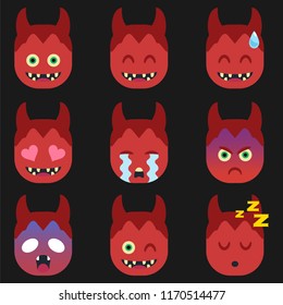 Set of Devil  Emoticon Sticker Isolated