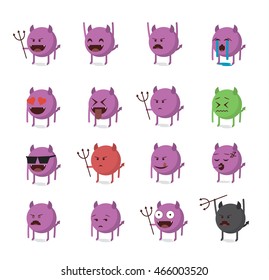 Set of devil emoticon vector isolated on white background. Emoji vector. Smile icon set. Emoticon icon web.