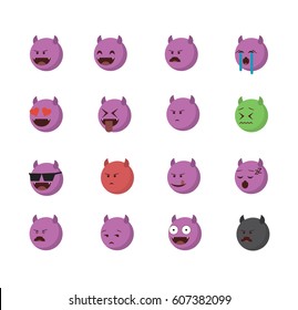 Set of devil emoticon vector isolated on white background. Emoji vector. Smile icon set. Emoticon icon web.
