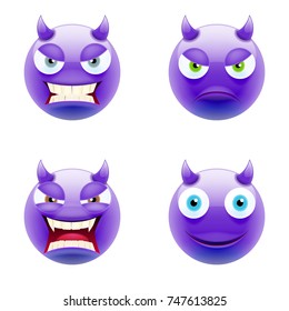 Set Devil Emoticons Set Devil Emojis Stock Vector (Royalty Free ...