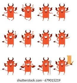 Set of devil flat icons