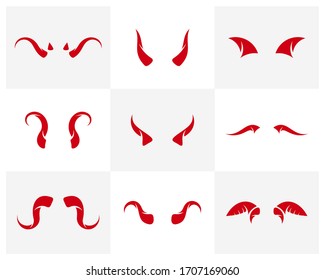 Set of Devil horn Design Vector illustration Template, Icon symbol
