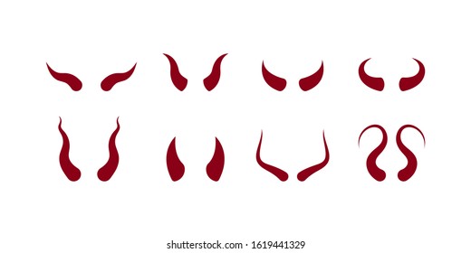 Set of devil horn icon design isolated on white background. Vector illustration