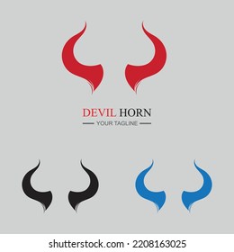 set of  Devil horn logo Vector icon design illustration Template on gray background