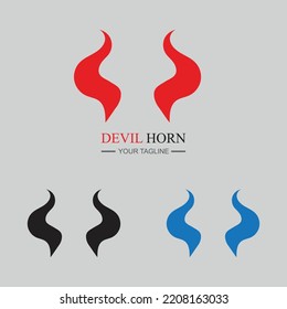 set of  Devil horn logo Vector icon design illustration Template on gray background