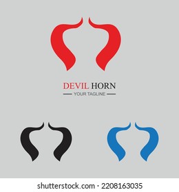 set of  Devil horn logo Vector icon design illustration Template on gray background