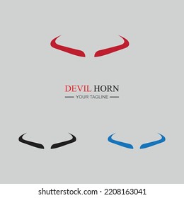 set of  Devil horn logo Vector icon design illustration Template on gray background