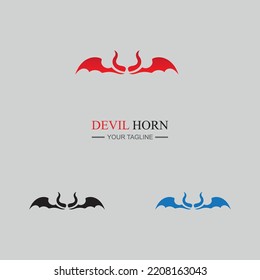 set of  Devil horn logo Vector icon design illustration Template on gray background