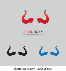 set of  Devil horn logo Vector icon design illustration Template on gray background