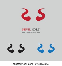 set of  Devil horn logo Vector icon design illustration Template on gray background