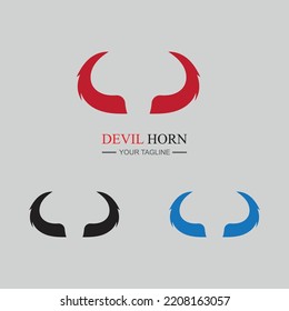 set of  Devil horn logo Vector icon design illustration Template on gray background