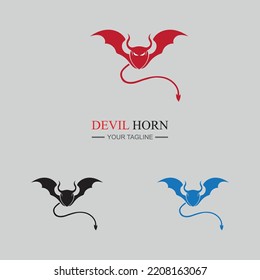 set of  Devil horn logo Vector icon design illustration Template on gray background