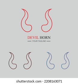 set of  Devil horn logo Vector icon design illustration Template on gray background