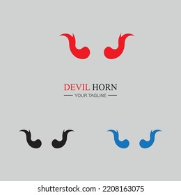 set of  Devil horn logo Vector icon design illustration Template on gray background