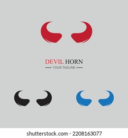 set of  Devil horn logo Vector icon design illustration Template on gray background