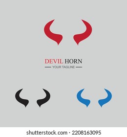 set of  Devil horn logo Vector icon design illustration Template on gray background