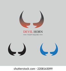 set of  Devil horn logo Vector icon design illustration Template on gray background