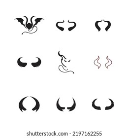 set of Devil horn Vector icon design illustration Template