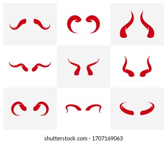 Set of Devil horns Design Vector illustration Templates, Icon symbols