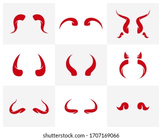 Set of Devil horns Design Vector illustration Templates, Icon symbols