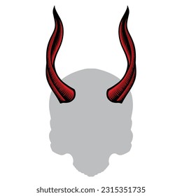Set of Devil Horns. Devil Horns Set Vector. Good For Halloween Party. Red Devil Demon Satan Horn. Carnival Symbol Isolated Illustration.
