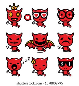 set of devil mascot vector designs